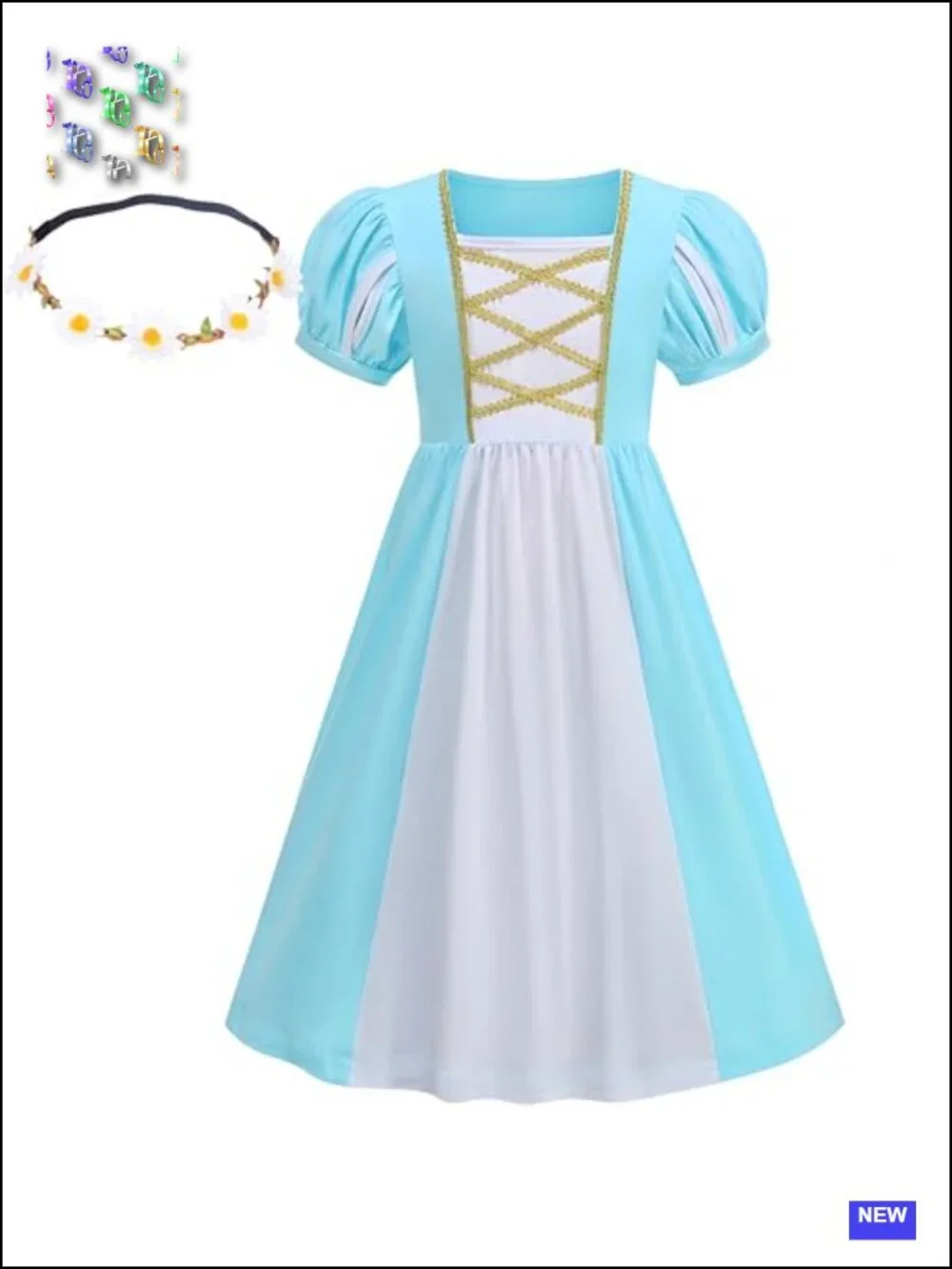 Girls Medieval Princess Dress Renaissance Costume with Flower Headband